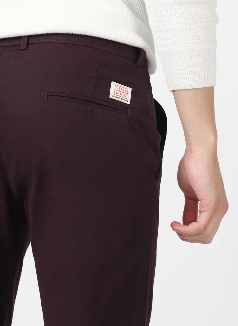 Urbano Fashion  Urbano Fashion Men's Maroon Cotton Slim Fit Casual Chinos Trousers for Men | Best Price UAE